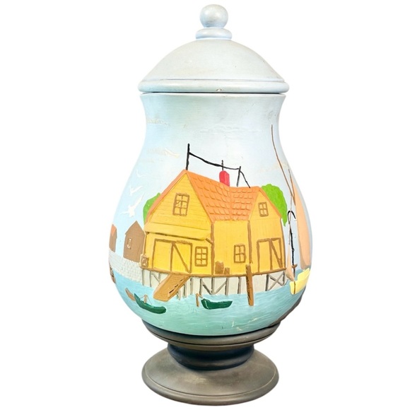 Vintage Coastal Lighthouse Canister Decorative Jar - Picture 3 of 9